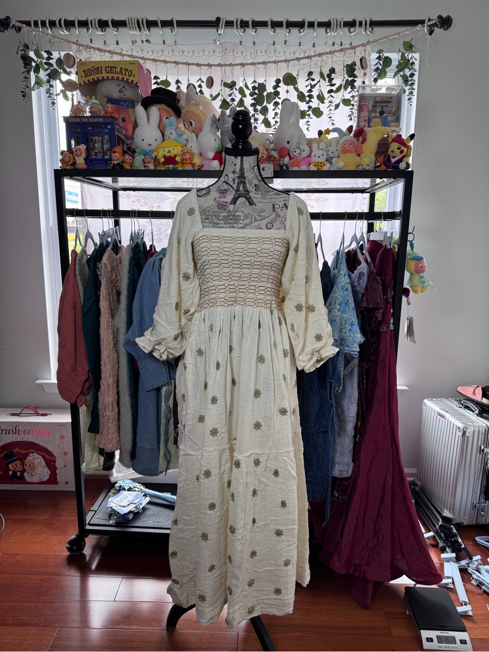 Free People Dahlia Maxi Dress with Green Floral Detail